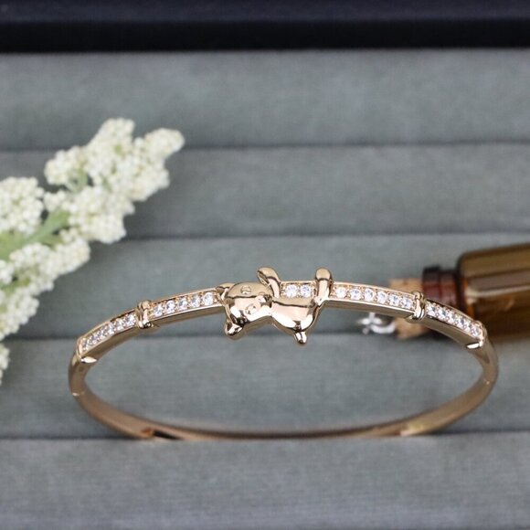Charming Rose Gold Bangle with Adorable Bear Design, XPBL0527 - Picture 11 of 12